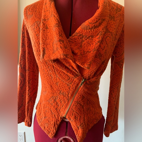 ANTHROPOLOGIE ORANGE JACQUARD JACKET/BLAZER - Picture 2 of 11